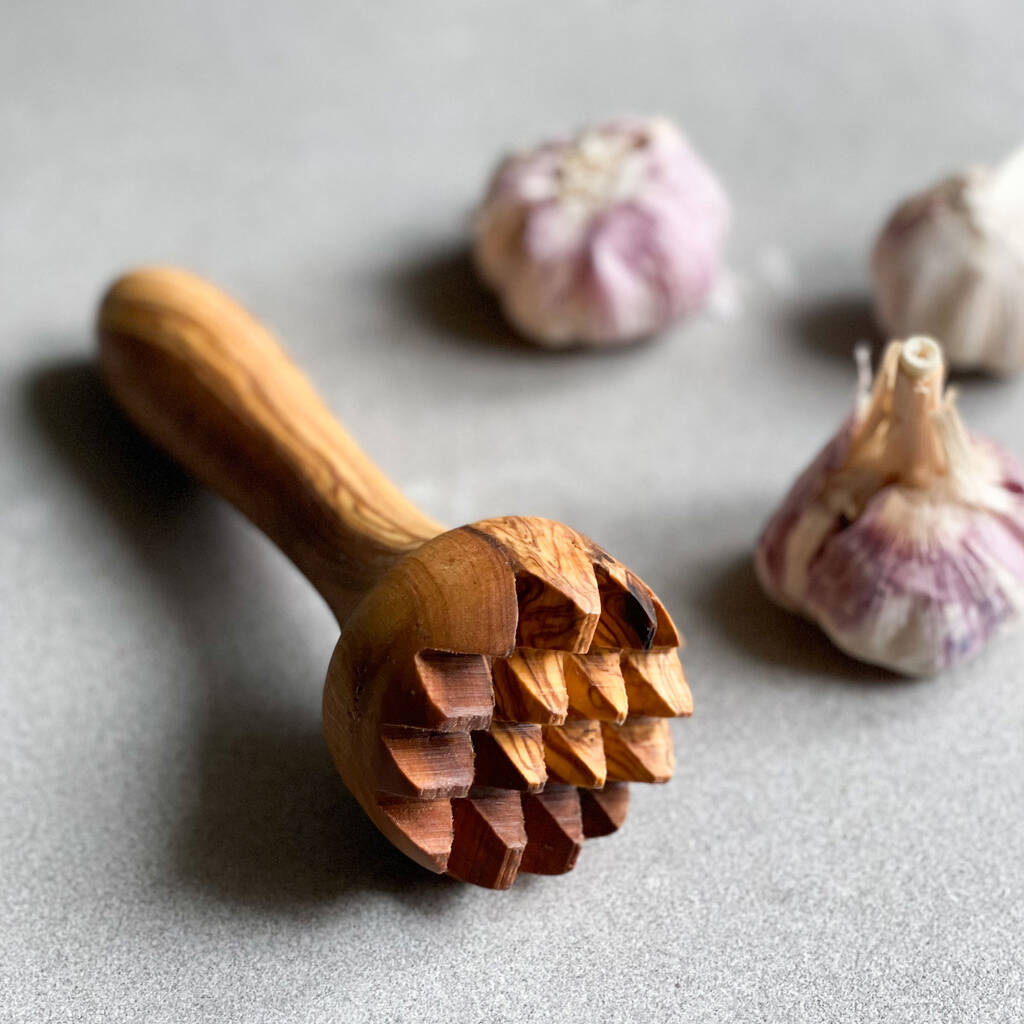 Mediterranean Olive Wood Garlic Masher, 1 of 4