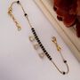 Black Bead Mangalsutra Zircon Drop Gold Nazar Bracelet, thumbnail 5 of 5