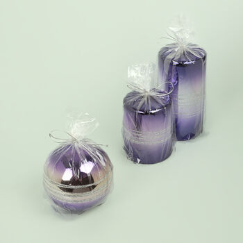 G Decor Purple Two Tone Glitter Glass Candles, 7 of 7