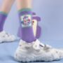 Purple And Green Penguin Mid Calf Length Socks, thumbnail 3 of 3