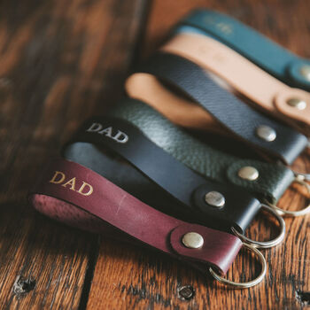 Personalised Leather Loop Keyring For Dad, 9 of 9