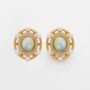 Oval Opal 18k Gold Plated Stud Earrings, thumbnail 3 of 4