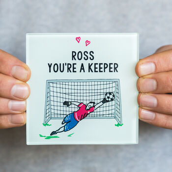 'You're A Keeper' Personalised Football Coaster, 2 of 4