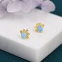 Sterling Silver Blue Opal Crown Stud Earrings, thumbnail 3 of 12