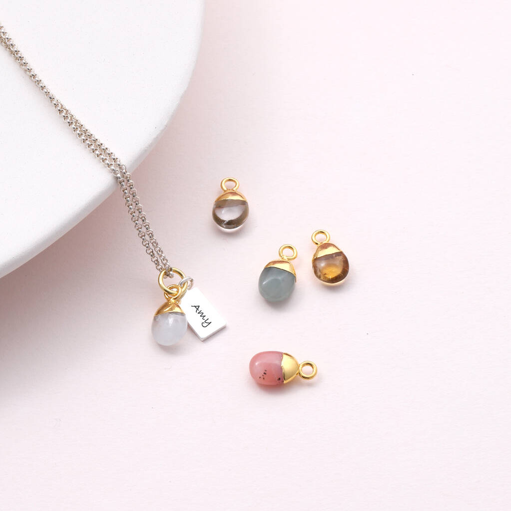 Four Gemstone Necklace Pendant 4 Stone Birthstone Necklace Colorful Gem  Necklace Customized Gem Necklace Mother's Pendant Four Kids - Etsy