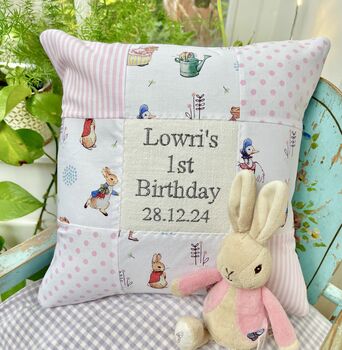 Peter Rabbit© 1st Birthday Cushion, 3 of 12