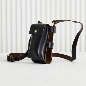 Personalised Leather Water Bottle And Phone Holder With Hot Stamped Name Or Initials, 8 of 11