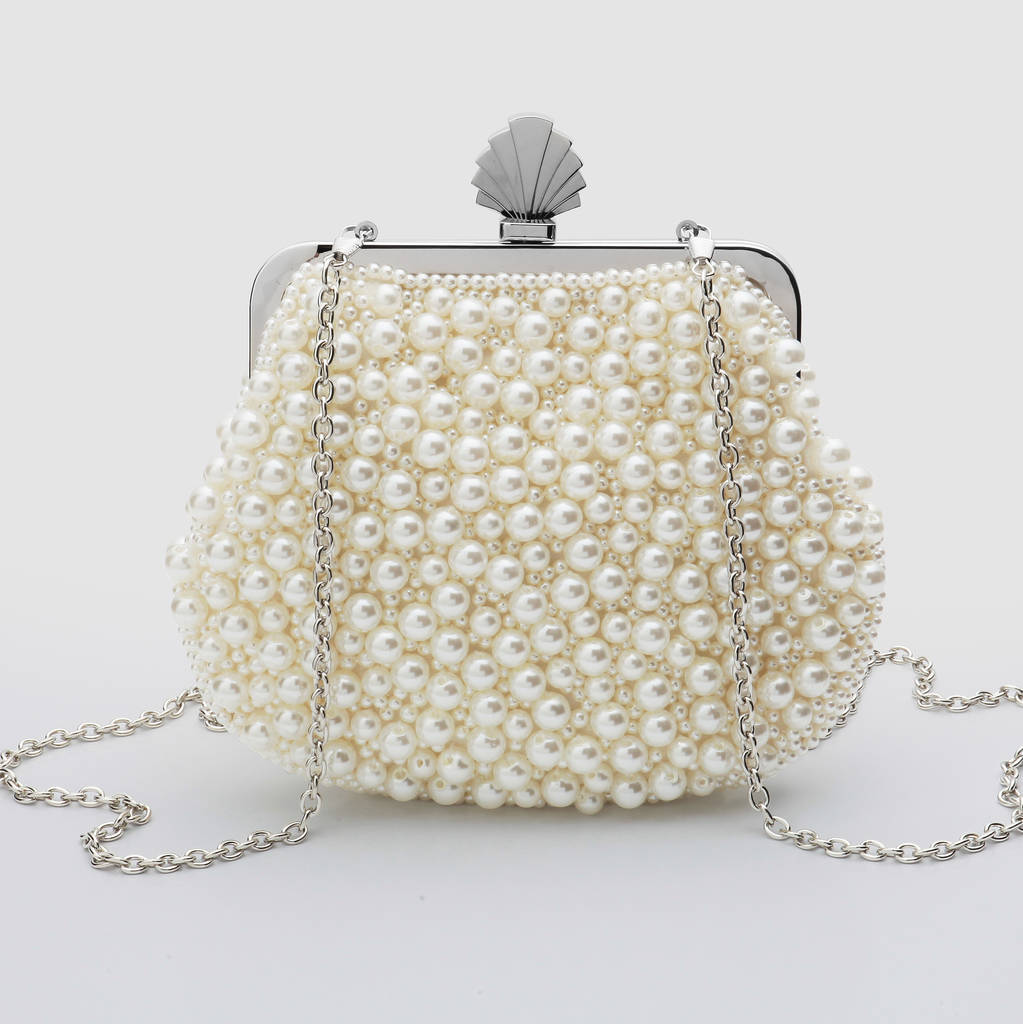 silver pearl clutch