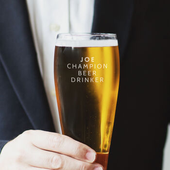 Personalised 'Champion Beer Drinker' Pint Glass, 2 of 2
