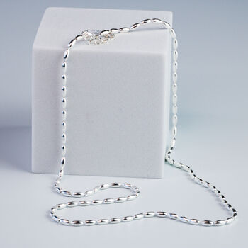 Sterling Silver Oval Bead Chain Necklace, 3 of 4