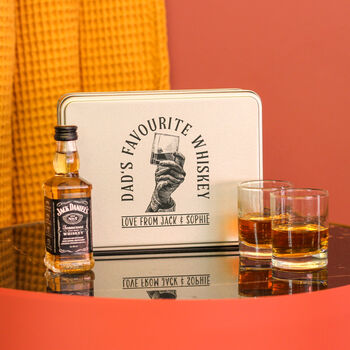 Personalised Dad's Favourite Whiskey Tin Gift Set, 2 of 9
