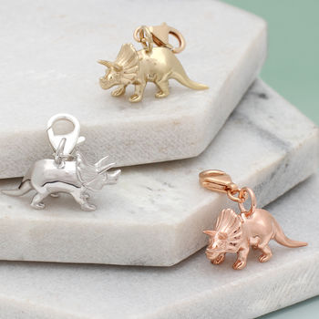 Sterling Silver Or Gold Plated Clip On Dinosaur Charms, 2 of 5
