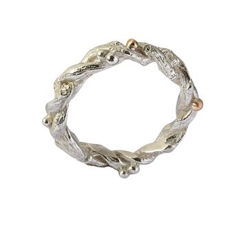 Entwined Silver And Solid Gold Forest Twig Ring, 2 of 8