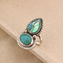 Dreamer Turquoise And Abalone Silver Statement Ring, thumbnail 3 of 12