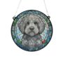 Labradoodle Grey Stained Glass Effect Suncatcher, thumbnail 3 of 5