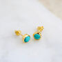 Birthstone Stud Earrings December: Turquoise And Gold, thumbnail 1 of 4