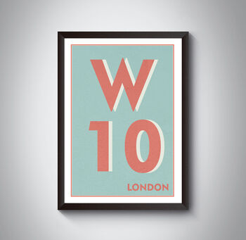 W10 Kensal Green London Postcode Typography Print, 7 of 11