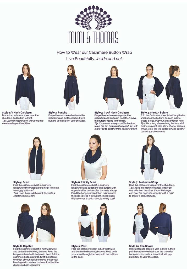 personalised cashmere blend button wrap shawls by mimi & thomas