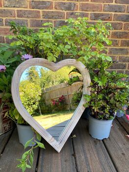 Wooden Heart Hanging Mirror Small Indoor/Outdoor Garden Décor, 4 of 8