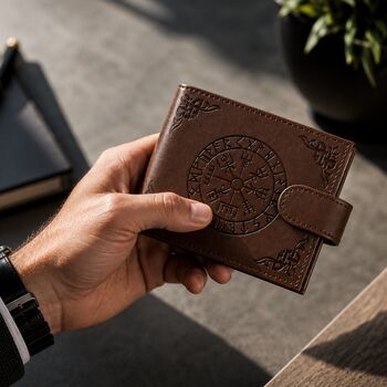 Gifts For Men Viking Brown Faux Leather Wallet For Him, 6 of 7