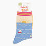 Women's Bamboo Socks Cream Blue Beach Sunset, thumbnail 4 of 4