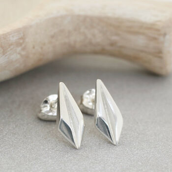 Geometric Earrings. Silver Art Deco Studs Earrings, 5 of 10
