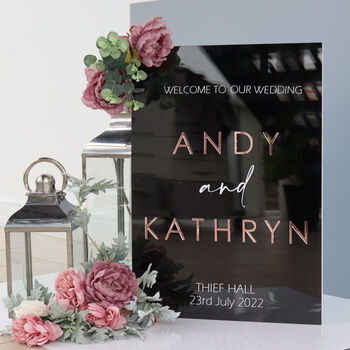 Welcome To Our Wedding Black Acrylic Sign, 2 of 7