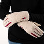 Cream Boucle Gloves With A Pop Of Colour, thumbnail 1 of 5