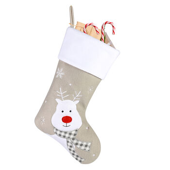 Personalised Grey Reindeer Christmas Stocking, 2 of 3