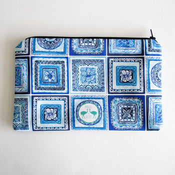 Portugal Tiles Blue And White Cotton Cosmetics Bag, 8 of 9
