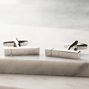 Personalised Engraved Location Bar Cufflinks, 3 of 4