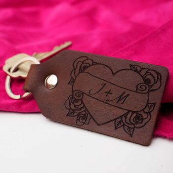 Personalised Heart Leather Key Ring, 2 of 8