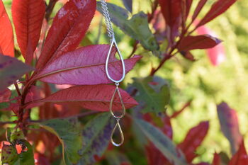 Sterling Silver Petal Drop Necklace Adjustable Chain Pendant Long Length Necklace Handmade Layered Necklace Pendant, 7 of 12