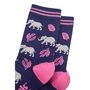 Women's Jungle Elephants Bamboo Socks Navy, thumbnail 2 of 4