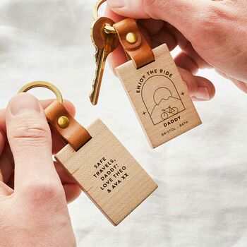 'Enjoy the Ride' Personalised Wooden Keyring, 2 of 5