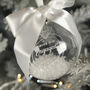 Round Glass Engagement Christmas Snow Filled Tree Bauble Decoration, thumbnail 2 of 6
