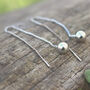 Silver Round Bead Drop Earrings For Women, thumbnail 3 of 5