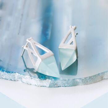 Rose Quartz Pyramid Gold Plated Sterling Silver Earrings, 4 of 7