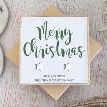 Merry Christmas Star Stud Earrings, 3 of 7