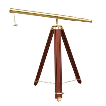 Adjustable 60 Inch Brass Floor Telescope With Wooden Tripod, 2 of 5