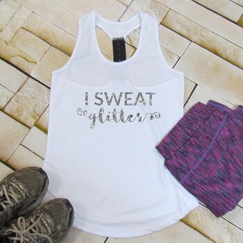 I Sweat Glitter Tri Dri Gym Vest, 2 of 2