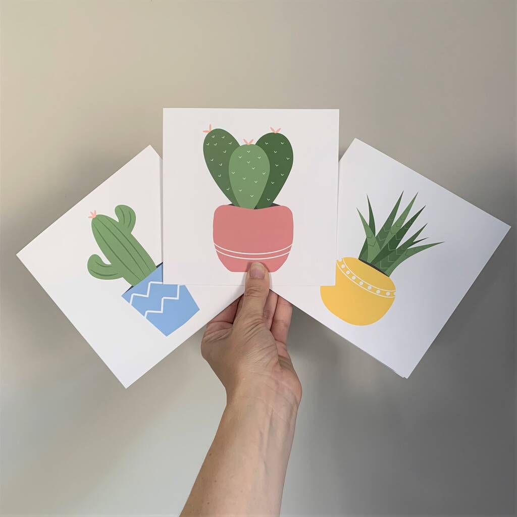 Set Of Six Mixed Cactus Design Greeting Cards, 1 of 4