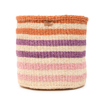 Safiri: Orange And Pink Stripe Woven Storage Basket, 4 of 9