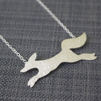 Sterling Silver Watercolour Small Fox Necklace, 2 of 3