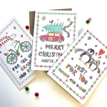 Colour In Personalised Christmas Card Festive Mini, 5 of 12