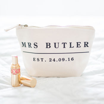 Personalised 'Mrs' Wedding Make Up/Wash Bag Triple Set, 2 of 5