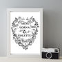 Personalised Mrs And Mrs Wedding Tattoo Gift Print, thumbnail 1 of 2