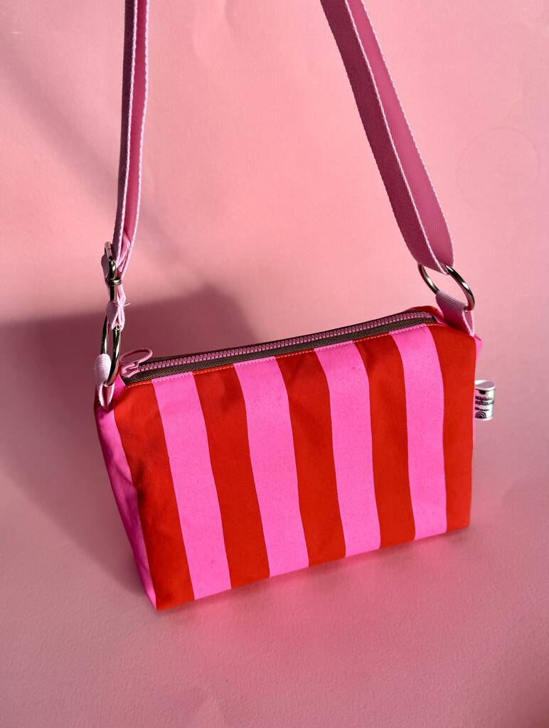 Boxy Pink And Red Stripey Crossbody Bag, 1 of 6