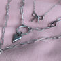 Womens Paperclip Chain Heart Bow Charm Necklace Set, thumbnail 3 of 6