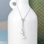 Sterling Silver Heart And Pearl Lariat Necklace, thumbnail 1 of 5